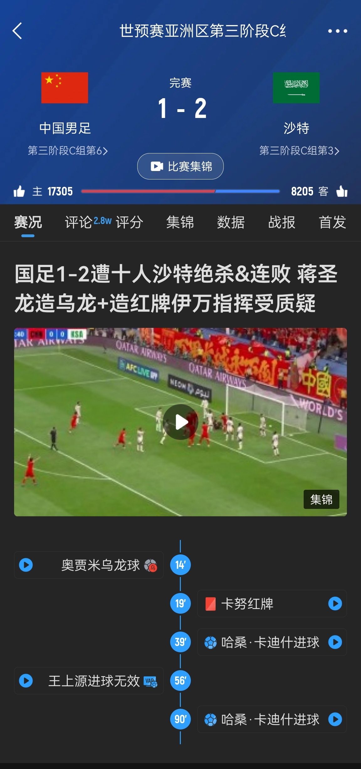  今天什么劇本？首戰(zhàn)沙特也是半場紅牌+蔣光太傷退，最后國足被翻