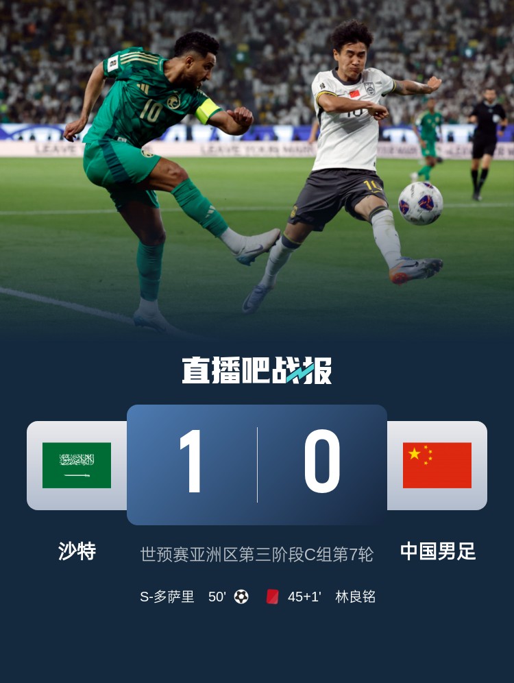  1-0小勝國(guó)足終結(jié)沙特在18強(qiáng)賽191天的進(jìn)球荒，上次進(jìn)球也是戰(zhàn)國(guó)足